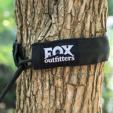 Neolite Single Camping Hammock Ultra Lightweight Portable Nylon Parachute Hammock strap wrapped around a tree trunk