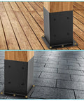 4x4 Post Base 8 Pack Beefy Heavy Duty Solid Steel Post Anchors With Black Powder Coat installed on wood and concrete surfaces