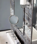 Chrome 5.94 Inch Dual Sided Extendable Wall Mount Mirror With 5X Magnification for Shaving and Makeup by Vanity or Bath