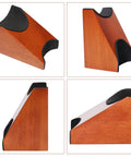 Guitar Fret Leveling Kit For Pros And DIY Hobbyists neck rest cradle in wood with black padding from various angles.