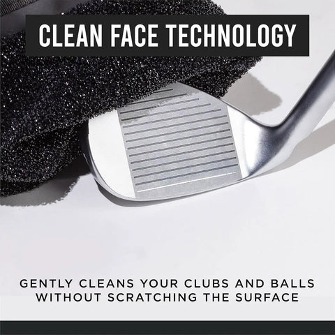 Compact Golf Club And Ball Cleaning Bag With Waterproof Liner, Detachable Clip, Machine Washable Microfiber Exterior cleaning club face