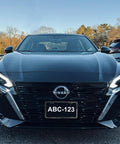 Carbon Fiber Look License Plate Frame Made From Durable Aluminum Scratch Resistant Metal Plate Holder For Cars Universal Fit For US And Canada Plates Rust Proof And Waterproof Dope For Men And Women Everywhere on parked car with license 'ABC-123'