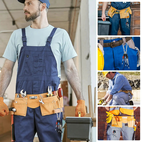 One Quarter Inch Hex Bit Holder Keychain Kit With Quick Change System attached to tool belts in construction settings