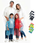 Family in Durable Family Rain Ponchos For Kids And Adults With Drawstring Hood Waterproof Lightweight Breathable