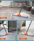 Rubber Floor Squeegee Heavy Duty With Extendable Handle for concrete floors in garage, patio, and shower areas, aluminum base