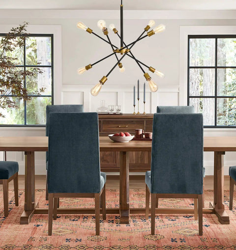 Vintage Sputnik 10 Light Pendant Chandelier In Black And Gold Brushed Finish For Dining Room Foyer Entryway A Bold Statement Piece