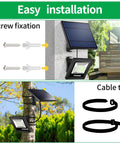 Solar Powered Outdoor Flood Light 4400mAh Dusk To Dawn Auto On Off IP65 Waterproof Security Floodlight easy installation diagram