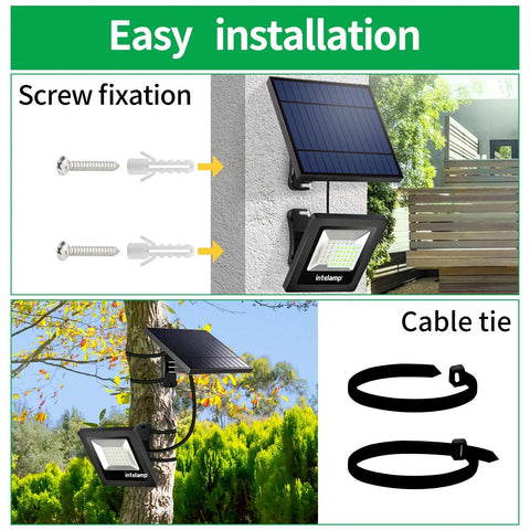 Solar Powered Outdoor Flood Light 4400mAh Dusk To Dawn Auto On Off IP65 Waterproof Security Floodlight easy installation diagram