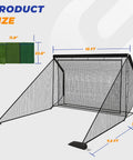 Heavy Duty 10x7 Ft Golf Hitting Net With Side Nets And Back Net Reinforced Steel Frame Indoor Outdoor Practice Net shown with dimensions