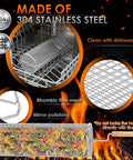2 In 1 Rolling Grill Basket With Rotating Stand And Hooks Heavy Duty Stainless Steel Rotatable BBQ Mesh Cylinder in dishwasher