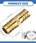 12 Piece Hose Repair Kit With Brass Barb Fittings For 5/8 To 3/4 Inch Hoses, product size shown with clamps