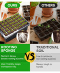 Comparison of Pro Grade Grow Sponges Seed Starter Plugs and traditional soil for rooting success. Pro Grade promotes faster growth.