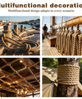 Thick 1.5 Inch Jute Rope 100 Ft Natural Hemp Manila used in nautical decor and rope crafts on ships and trees.
