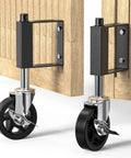 Beefy Gate Wheels With Spring Loaded Brakes, 360 Degree Swivel Casters For Fences Yards And Farms, 220 Lbs Max Load Per Caster
