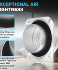 Magnetic Dryer Vent Kit With 1-Second Snap, Airtight Seal, And Easy Clean 4 Inch Duct showing sealing rings for airtight connection