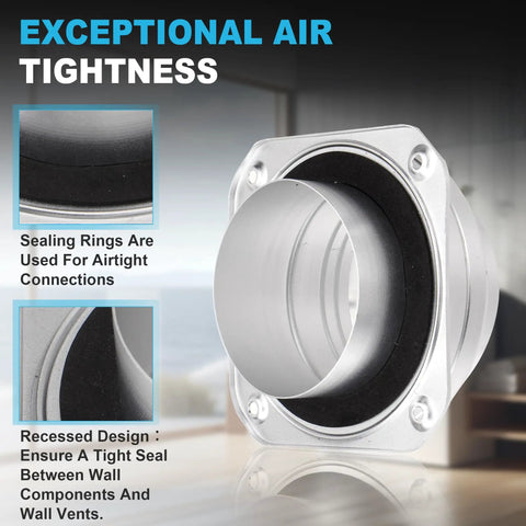 Magnetic Dryer Vent Kit With 1-Second Snap, Airtight Seal, And Easy Clean 4 Inch Duct showing sealing rings for airtight connection