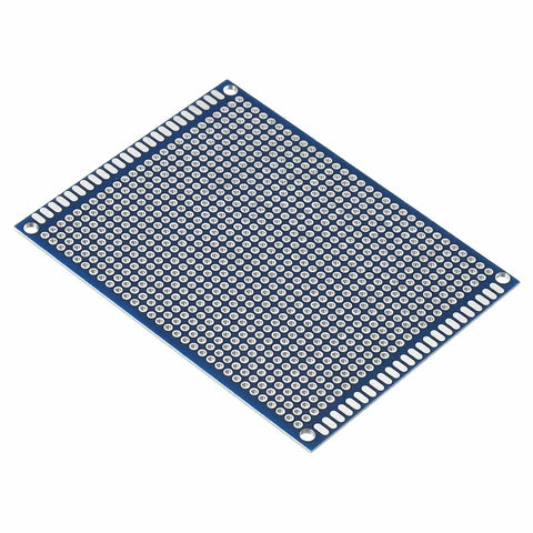 Double Sided FR-4 PCB Board Kit Blue Perfboard 5 Pack 3.5 X 2.8 Inch 1.6mm Thick 2.54mm Grid 0.04 Inch Hole Through Hole Layout