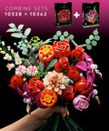 Bouquet Of Realistic Red Roses Buildable Artificial Flower Set For Adults 18 Plus Mindful DIY Home Decor Gift For Her Birthdays Table Centerpiece 10328, LEGO bouquet hand-held