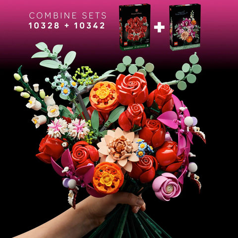 Bouquet Of Realistic Red Roses Buildable Artificial Flower Set For Adults 18 Plus Mindful DIY Home Decor Gift For Her Birthdays Table Centerpiece 10328, LEGO bouquet hand-held