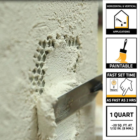 Ready Mix Stucco Patch To Patch Up Large Cracks And Spalls White Acrylic Based Repair For Interior And Exterior Use Textured And Moisture Resistant One Quart Durable Patch For Any Stucco Finish