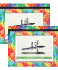Tie Dye Zippered Coupon Organizer For Binders With Three Grommet Holes Store Card And Rebate Slips Keeper, set of two