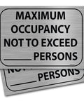 Two Pack Maximum Occupancy Signs Dope Stainless Look Self Adhesive Vinyl Decals For Restaurants And Businesses Indoor Outdoor 7 By 10 Inch With Easy Black Marker Customization
