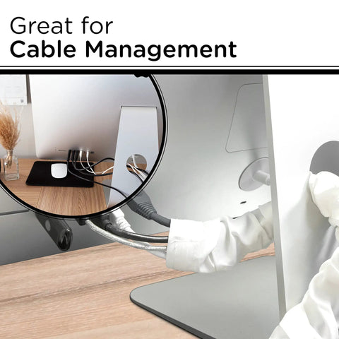 Fabric Cord Cover 6 Ft Conceals Cables From Lamps, Light Fixtures And Desks, Easy Hook And Loop Installation in use on desk