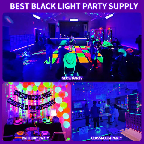 120W Black Light Bar With IP66 Waterproof Design Plug Switch And 6ft Cord 100 LED Lit Glow Light For Indoor Outdoor Parties Halloween Decor Fluorescent Posters Body Paint Game Room And More Ultra Wide Coverage Party Ready Lighting