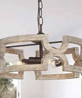 Drum Style Farmhouse Chandelier With Antique Wood Finish And Rusted Iron Accents Ideal Kitchen Island Lighting Foyer Or Dining Room Ambience Warm Rustic Ceiling Fixture For Hallways And Bedrooms
