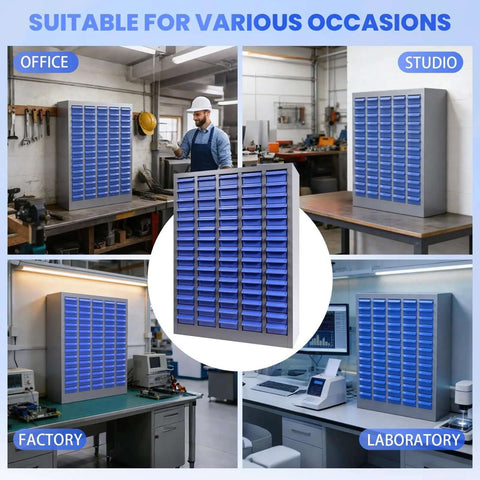 75 Drawer Nut And Bolt Bins Organizer With Alloy Steel Construction in workshops, garages, studios, and makerspaces