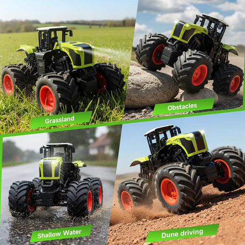 Big Monster Truck Tractor RC Toy For Kids 1 To 16 Scale With Lights And Sounds 2.4 GHz Remote Control Car on varied terrains