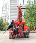 Dependable Rubber Track Trencher Built For Rapid Orchard Drainage And Zero Stress Soil Prep featuring a rear view with chain blade and tracked drive.