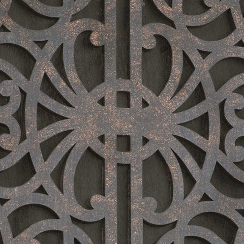 Close-up of ornate design on Traditional Door Chime in Toasted Sienna Bronze Finish, 6 Inch High by 7.75 Inch Wide.