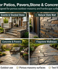 Top-Shelf Satin Stone Sealer and Color Enhancer Amps Up Tones on Porous Pavers and Rock with a Natural Low-Gloss Sheen for a Rich Glow Up while Shielding Surfaces from Weather Damage in One Gallon Bulk used on outdoor patio and stone pathway.
