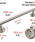 Stainless Steel Towel Bar 24 Inch Matte Black Finish Wall Mounted Bathroom Towel Rack Rustproof SUS304 With Single Layer Rod