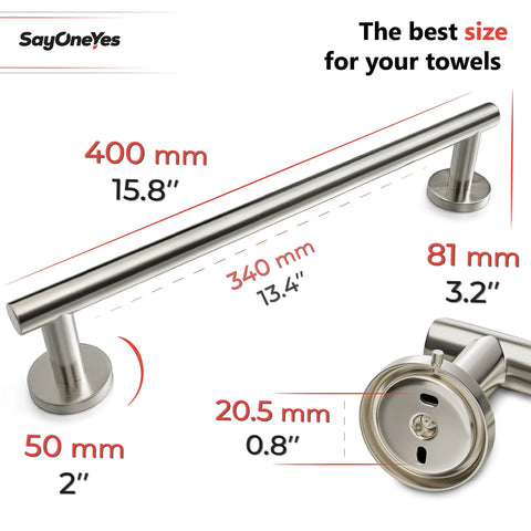 Stainless Steel Towel Bar 24 Inch Matte Black Finish Wall Mounted Bathroom Towel Rack Rustproof SUS304 With Single Layer Rod