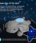 Benny The Bunny Night Light And Star Projector For Babies with gentle blue lights and cozy plush design, calming nursery toy.