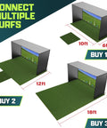 Diagram showing various setups with Indoor Golf Simulator Turf 10 X 6 Ft 15mm Elite Pro Grade Golf Turf For Home Setups.