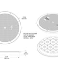 Diagram of 24 Inch Heavy Duty Flat Cover Lid for Corrugated Pipe with UV protection, foam gasket, and skid-resistant surface.