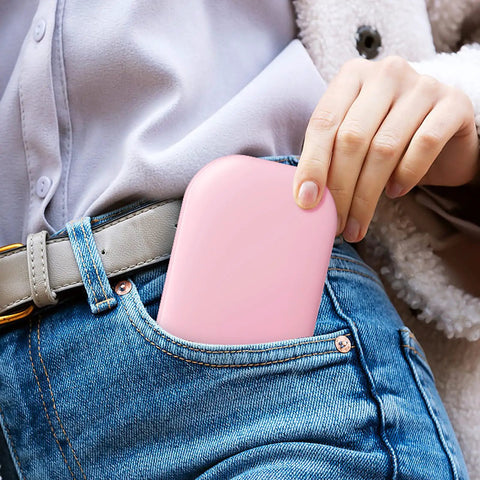 Pink Ultra Slim LED Pocket Mirror With 1X And 3X Magnification in jeans pocket