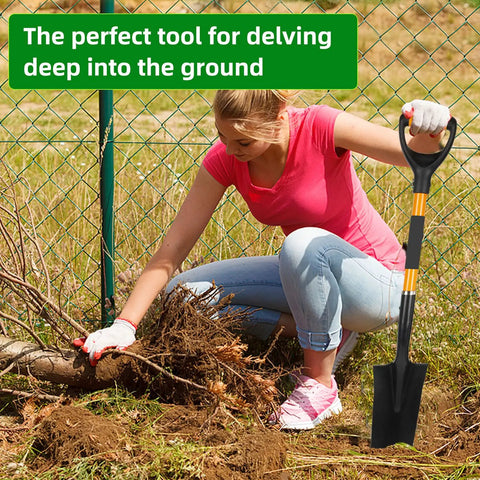 Heavy Duty Spade Shovel For Digging Transplanting And Draining With D Grip And Fiberglass Handle Alloy Steel Construction