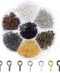 7 Color 450 Piece Eye Screw Pins Set Eight By Four Millimeter Tiny Eyelets for Jewelry Making and DIY Crafts in a round box