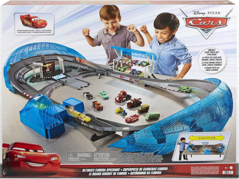 Ultimate Florida Speedway Track Set With Lightning McQueen Car And Motorized Booster For High Speed Cars Play, 5 Feet Long