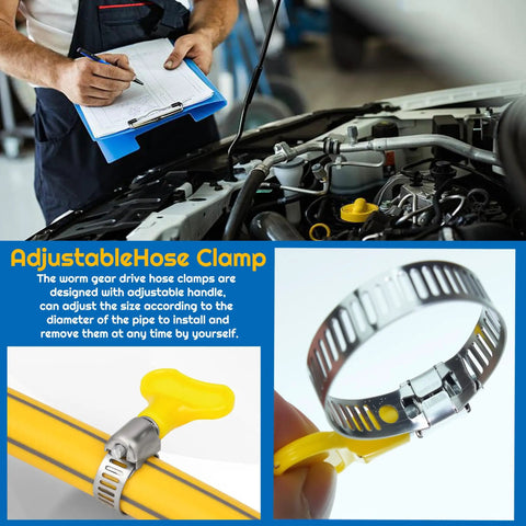 Stainless Steel Hose Clamp Assortment Kit, 48 Pieces, Adjustable 8-29mm Worm Gear Clamps used in automotive engine