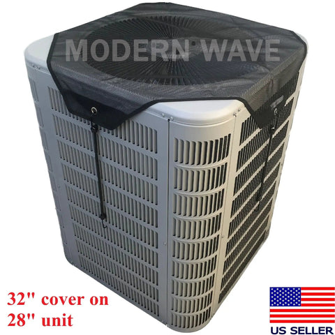Central Air Conditioner Cover For Outside Units 32 By 32 With Adjustable Bungee Cords And Heavy Duty Mesh Top On Outdoor AC