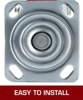 6 Inch Heavy Duty Caster Wheels Set Of 4 With 2 Rigid And 2 Swivel Casters And Side Brake Durable Polyurethane Wheels On Iron Core Plate close-up