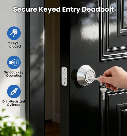 Beefy Heavy Duty Single Cylinder Deadbolt Lock With Inside Thumb Turn, Easy Install Security Door Lock For Front Entry And Garage