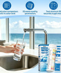 25 In 1 Drinking Water Test Kit Arrives With 155 Strips Plus 2 Bacteria Tests for home water testing in a kitchen setting.