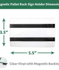 Heavy Duty Magnetic Pallet Rack Sign Holder, 25 Pack Vinyl Label Sleeve With Side Opening, dimensions 3.5 by 5.5 inches.