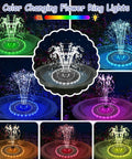 Colorful Ring Lights Solar Fountain 3.5W Water Pump With 2000mAh Battery Auto Night Lights Bird Bath Pond Pool Outdoor Decor